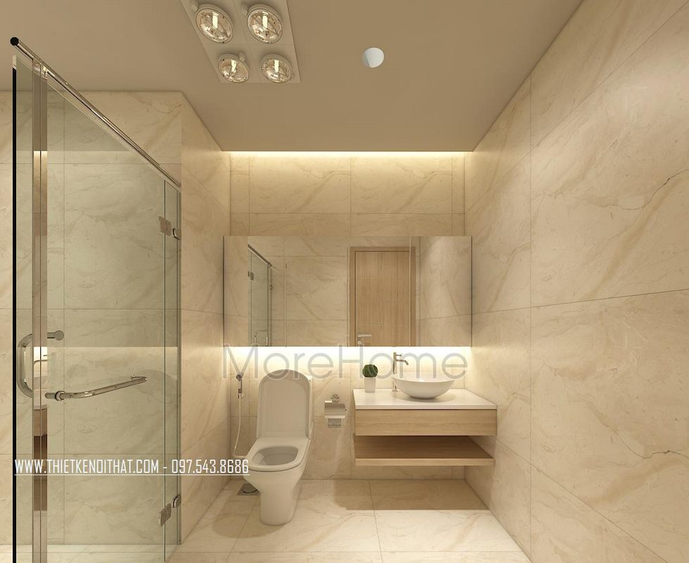 Vách kính nhà tắm chung cư  Mandarin Garden 2 tại Tân Mai